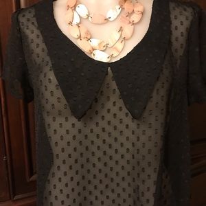 Casual Land Sheer (need camisole) big collar shirt